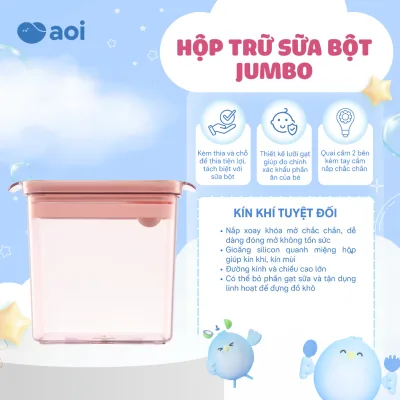 Hộp đựng sữa bột JUMBO. Hộp trữ sữa bột và đồ ăn dặm cho bé, chất liệu an toàn thiết kế hiện đại