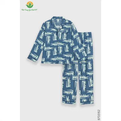 Viet Thang Bigsize Boys' Linen Pajama Set, Long Pants, Long-Sleeved Shirt - B70.5152