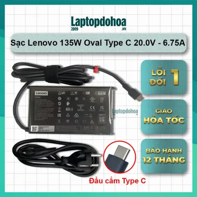Bộ Sạc Nhanh Laptop Lenovo 135w USB Type C 20V - 6.75A (kèm dây nguồn) - zin chính hãng new - Bảo hành 12 tháng lỗi 1 đổi 1