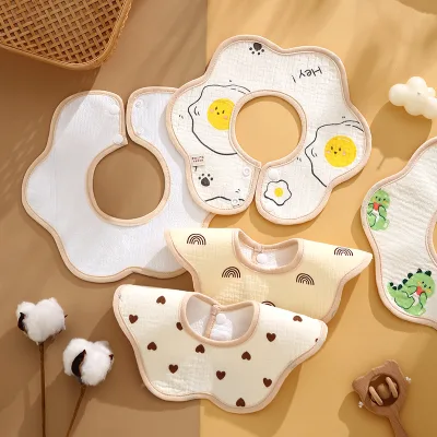 Yếm Ăn Dặm Chống Thấm Yếm Hình Hoa Tròn Xoay 360 Độ Cao Cấp Cho Bé Nhiều Họa Tiết Dễ Thương