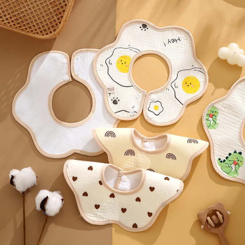 Yếm Ăn Dặm Chống Thấm Yếm Hình Hoa Tròn Xoay 360 Độ Cao Cấp Cho Bé Nhiều Họa Tiết Dễ Thương