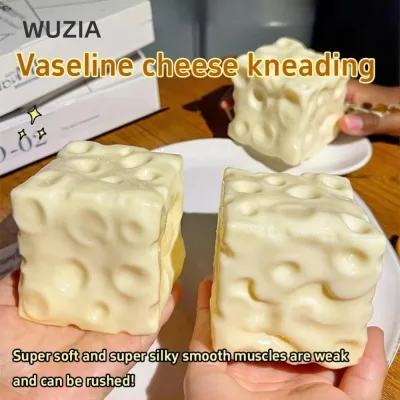 WUZIA Jumbo Cheese Cube Stress Ball, Đồ chơi kẹp phô mai có thể định hình họa tiết mực, Nhào chống căng thẳng Phô mai bóp Fidget Đồ chơi trẻ em Người lớn