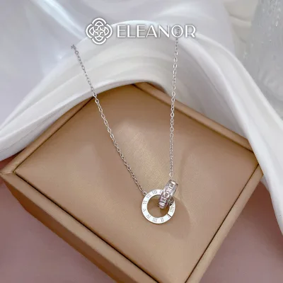 Dây chuyền nữ titan Eleanor Accessories đính đá vòng cổ khắc số la mã phụ kiện trang sức 8505