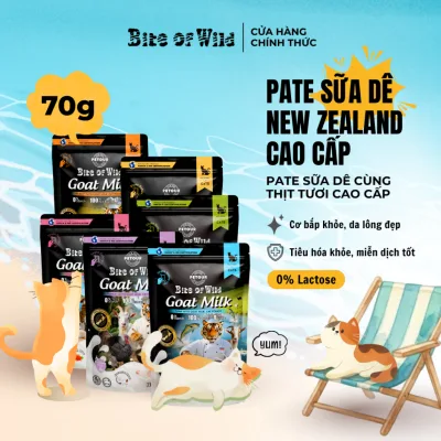 Pate Cao Cấp Bite of Wild Gói 70G Công Thức Sữa Dê Mix Cá Ngừ, Cá Hồi Và Gà Bổ Sung Dinh Dưỡng