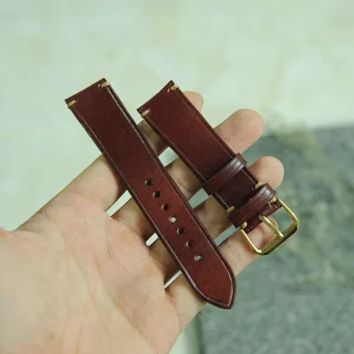Dây da đồng hồ nam - Dây da handmade màu nâu (size 18-20) - Dây đồng hồ Mino Crafts VI209