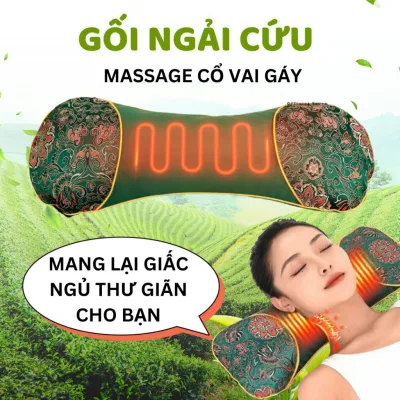 Gối Chườm Thảo Dược, Gối Chườm Ấm Cổ Gáy Ngải Cứu, Gối Ngải Cứu Cắm Điện Làm Nóng Cổ