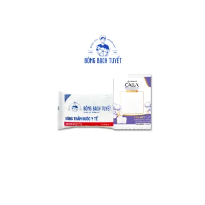 Combo 2 món: Bông y tế Bạch Tuyết 5gr + Bông tẩy trang Calla Velvet soft (10 Miếng/gói)