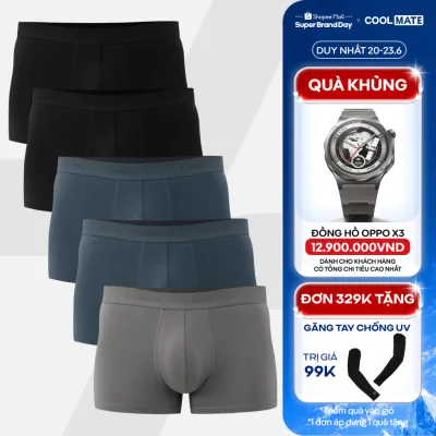 Combo 5 quần lót sịp nam Trunk Cotton co giãn thoải mái vải mềm thoáng khí Coolmate (màu ngẫu nhiên)