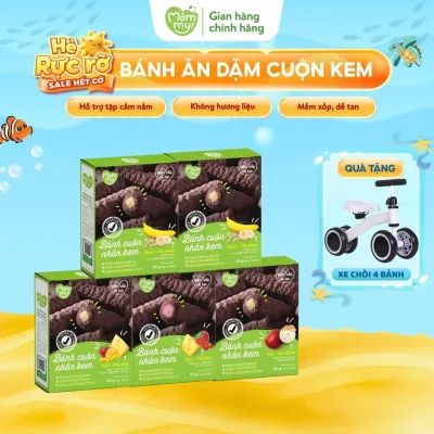 Bánh Ăn Dặm Cuộn Kem Mămmy giàu Canxi Không Gluten Muối Chất Bảo Quản cho bé 7 tháng Hộp 10 góix6g