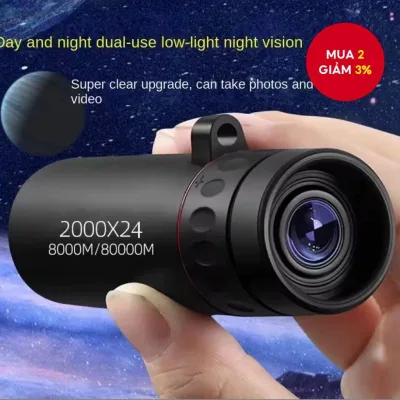 Kính thiên văn một mắt HD 2000x24 nhỏ gọn, di động cho các buổi hòa nhạc câu cá & ngoài trời