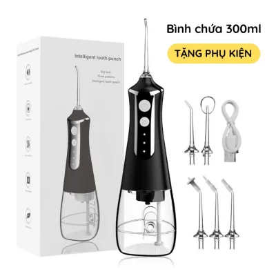 Máy tăm nước KAW cầm tay cao cấp 300ml, bình xịt vệ sinh răng miệng Đầu xoay 360 độ dễ dàng sử dụng