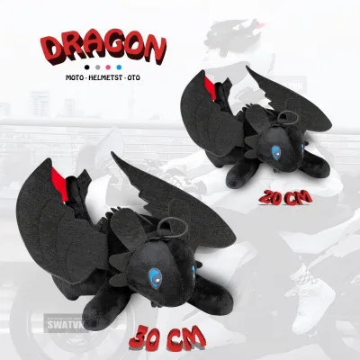 Dragon Plush Toy with Helmet 20cm 30cm | Motorcycle and Car Decoration Accessories | Dragon Cotton Helmet Decoration