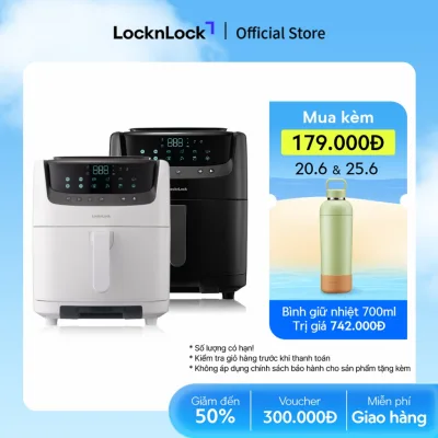 Nồi chiên không dầu & hấp Lock&Lock Steam Air Fryer 7L - màu đen và màu trắng EJF881