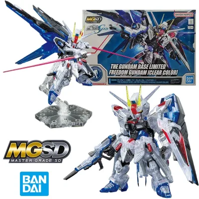 BANDAI Namco MGSD Freedom Gundam Màu sắc rõ ràng Gundam Base Limited 10Cm Anime Bản gốc Hình ảnh hành động Mô hình Bộ sưu tập quà tặng đồ chơi