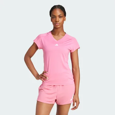 adidas Gym & Training Áo Thun Cổ Chữ V Minimal Branding Train Essentials AEROREADY Nữ Hồng JN4661
