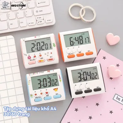 Đồng hồ để bàn mini đồng hồ bấm giờ báo thức hẹn giờ có màn hình nút bấm tiện lợi