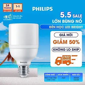 Bóng đèn Philips LED Bright E27 bảo vệ mắt, ánh sáng vàng, ánh sáng trắng (01 bóng)