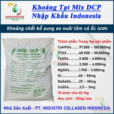 Khoáng đa vi lượng Mix DCP bao 20kg, khoáng cho cá tôm tép ốc, Khoáng tạt phòng bệnh cong thân, đục cơ.