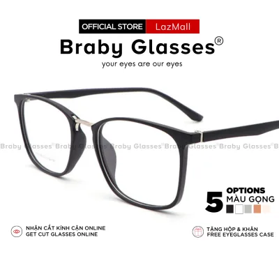 Braby Glasses Transparent Square Eye Plastic Eyeglass Frames with Impressive New Metal Bridge Design Mk30