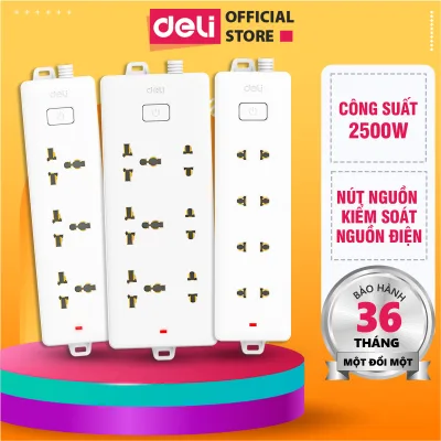 Deli Multi-Purpose Power Strip, Old Model - Multiple Plug Types, Cable Lengths 2-5M, Safe Design, Fire and Shock Resistant, Ideal for Home and Office Use, Versatile Applications