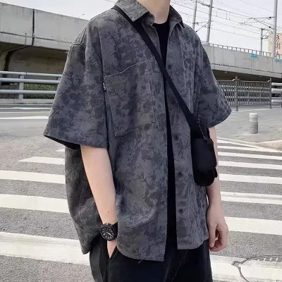 Áo Sơ Mi Tie-Dye Nam M-3XL 2023 Mùa Hè Nam Phiên Bản Hàn Quốc Áo Sơ Mi Hợp Thời Trang Nam Thanh Niên Inch Áo Sơ Mi Phong Cách Hồng Kông Áo Sơ Mi Nửa Tay Nam Áo Sơ Mi Hoa Tay Ngắn Dạo Phố Áo Sơ Mi Không Sắt Nam Thoáng Mát Rời Áo Sơ Mi Nam