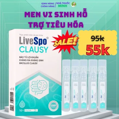 Men vi sinh LiveSpo Clausy , giảm rối loạn tiêu hóa cho người uống kháng sinh hộp 10 ống x 5ml