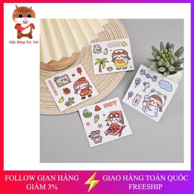 Sticker cute 1k, miếng dán điện thoại, bình nước, mũ bảo hiểm dễ thương