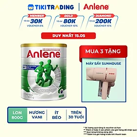 Bao bì mới - Sữa Bột Anlene Hương Vanilla (Hộp Thiếc 800g)