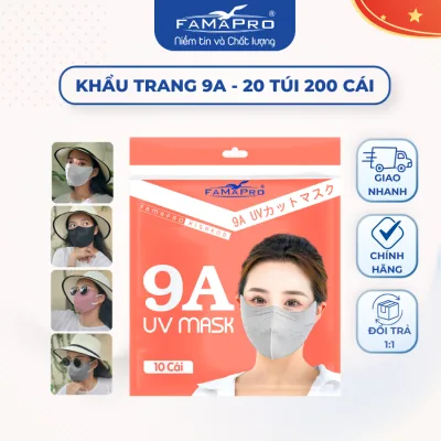 Khẩu trang 9A Famapro Nam Anh chống nắng toàn mặt 5 lớp 20 túi