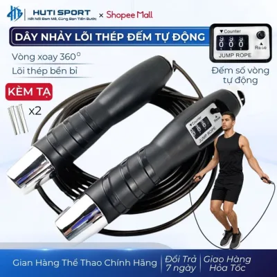 Dây Nhảy Thể Dục Đếm Số Vòng Tự Động HUTI SPORT, Dây Nhảy Lõi Thép Thể Thao Tập Thể Lực Gym