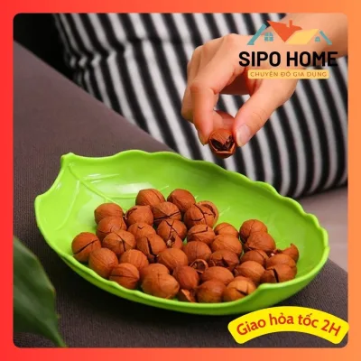 Đĩa nhựa hình lá Việt Nhật, đĩa đựng hoa quả, bánh kẹo, đồ ăn vặt nhiều màu sắc
