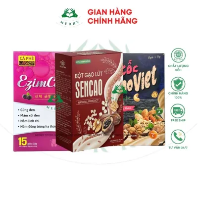 NGŨ CỐC SENCAO, NGŨ CỐC GRANOVIET, CÀ PHÊ EZIM COFFEE hỗ trợ làm đẹp, thơm uống đẹp da, tốt cho hệ tiêu hóa HỘP 15 GÓI