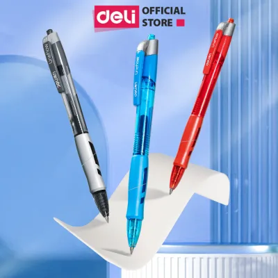 Bút Bi Mực Gel Nhanh Khô Ngòi 0.5mm Deli S08 Bút Gel Bấm Không Lem Mực Xanh/Đen/Đỏ Bút Bi Nước Học Sinh