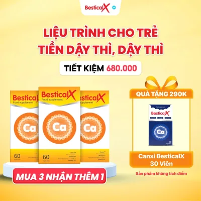 3 Boxes of Bestical X Calcium (60 Tablets-Ktđ): Supplementing Calcium, Vitamin K2 and Vitamin D3, Supporting Strong Bones and Teeth