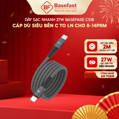 Cáp Sạc Nhanh 27W Basefast Cho Xr/Xs Max/11/12/13/14 Series (Type C-LN) Bọc Dù Dài 1/2M