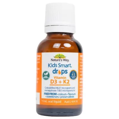 Natures Way Kids Smart Drops Vitamin D3K2 Health Protection Food, 11ml Bottle