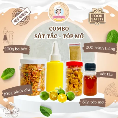COMBO SIÊU GHIỀN - Bánh tráng phơi sương SỐT TẮC + ỚT RIM - Đồ ăn vặt NHƯ NGỌC - BÁNH TRÁNG PHƠI SƯƠNG + Bơ béo + Muối tép hành phi loại 1 + Ớt rim + Sốt tắc + Tóp mỡ - NGON KHÓ CHỐI TỪ
