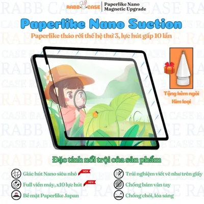 Paperlike Nano tháo rời dành cho iPad, miếng dán nhám, hỗ trợ bút viết, chống lóa, chống nước, tháo ra dễ dàng