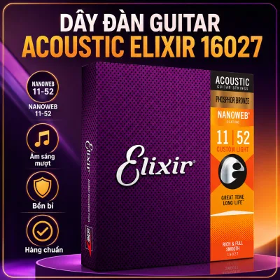 Bộ Dây Đàn Guitar Acoustic Elixir 16027 Cao Cấp Guitar Panda