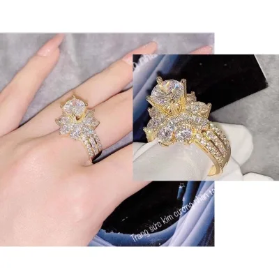 Nhẫn nữ xi vàng hột đá trùm cao cz nhân tạo bền màu Kami trang sức sỉ N3V1