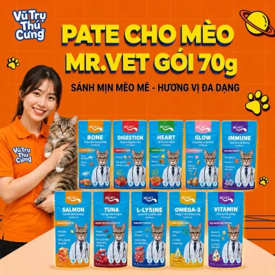 Pate Cho Mèo Hỗ Trợ Mượt Lông Da Mr.Vet 70g