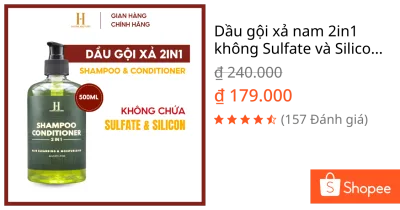 Dầu gội xả nam 2in1 không Sulfate và Silicone Shampoo Conditioner 500ml - Saigon Hustlers Pomade