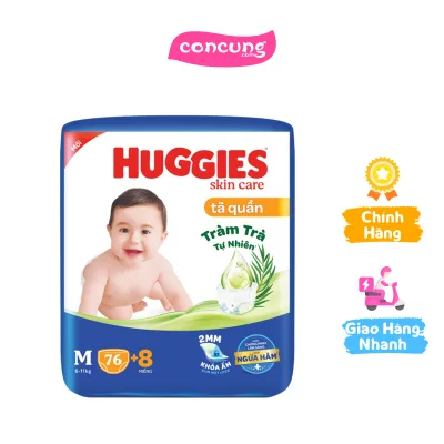 Tã quần Huggies Skincare gói cực đại (M, 6-11kg, 76 miếng)
