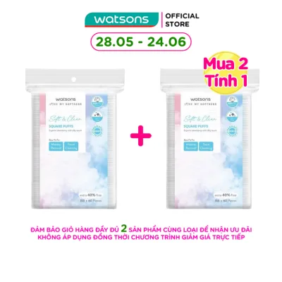 Bông Tẩy Trang Watsons Square Puffs 150S+40%