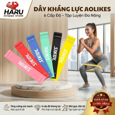 Dây Tập Mông Aolikes HARU Chính Hãng - Bộ 6 Dây Cao Su Latex Kháng Lực Tập Mông Đùi Vòng Glute HR8