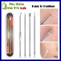 Bộ Dụng Cụ Nặn Mụn 4 Cây Chuyên Nghiệp - Bộ 4 Món Que Nặn Mụn Đầu Đen, Trứng Cá, Cám Thần Thánh Chăm Sóc Cá Nhân - Bộ Nặn Mụn 4 Que - Dụng Cụ Lấy Mụn Bọc Đa Năng
