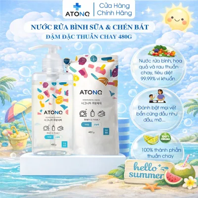 Nước rửa bình sữa & chén bát đậm đặc thuần chay, an toàn, có thể rửa được rau củ quả, Thương hiệu Atono2 Hàn Quốc