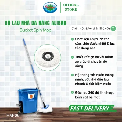 Bộ Lau Nhà 2 Chức Năng Alibao Bucket Spin Mop HM-06 | Dụng cụ Vệ sinh, Chăm sóc Nhà cửa | Ohiama