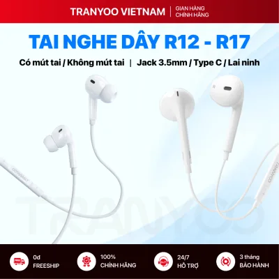 Tai Nghe Có Dây TRANYOO T-R12 R13 R14 Thiết Kế Nhét Tai Phù Hợp Nhu Cầu Văn Phòng, Học Tập, Giải Trí