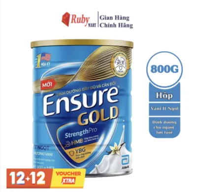 Ensure Gold Abbott Powdered Milk, Vanilla Flavor, Less Sweet, 800g
